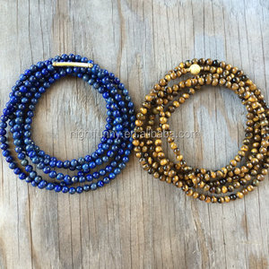 <span class=keywords><strong>Mala</strong></span> lapislazzuli, collana girocollo con doppio involucro di perline occhi di tigre, collana avvolta con pietre preziose - Product Image 2