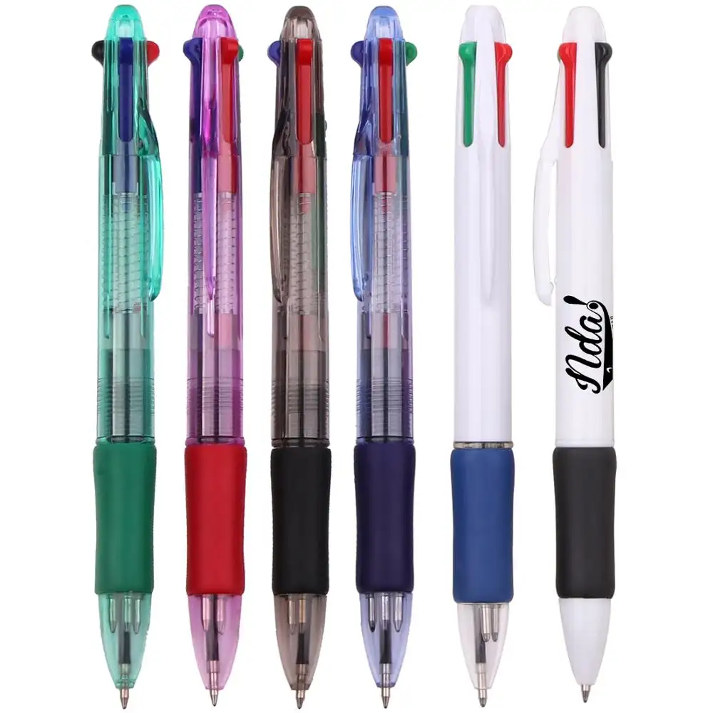 Пластиковая шариковая ручка 4 цвета, дешевая ручка 4 в 1, рекламная ручка 4 в 1