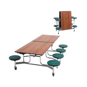 Mobile Stool <strong>Cafeteria</strong> <strong>Table</strong> With 8 Stools - Product Image 1