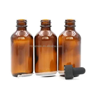 60ml 2oz Amber Glass Bottles with Glass Droppers and Black cap for Essential Oils, Lab Chemicals, Perfumes