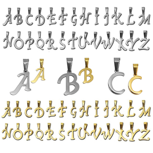도매 실버 골드 도금 2mm 두께 A-Z 알파벳 스테인레스 스틸 편지 펜던트 매력 - Product Image 3