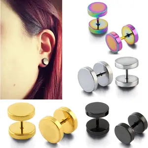 3~14mm Fake Piercing Tunnels Black Surgical Steel Fake Plug Cheater Ear Plugs Gauge Earring Body Jewelry Falso Plug Stretching