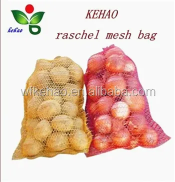 Süpermarket kullanımı soğan çantası 10 kg kırmızı turuncu soğan raşel örgü çanta patates plastik torba