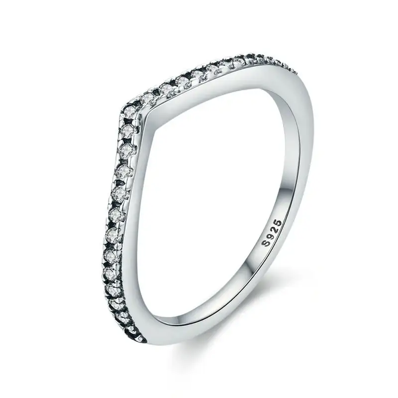PA7649 Perhiasan Italia Trendi 925 Cincin Desain Perak Murni Cincin Jari Tidak Rata Emas Putih Bening