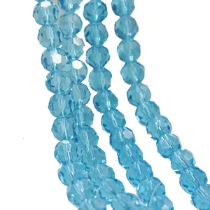 China Bead Manufacturers Aquamarine Faceted Rondelle Glass Beads to Make Bracelet and Necklace