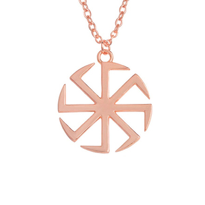 Collar de Acero Inoxidable Chapado en Oro, Joyería Svitovit para Mujer, Collar con Símbolo Eslavo Kolovrat, Collar Amuleto Solar Vikingo Nórdico - Product Image 2