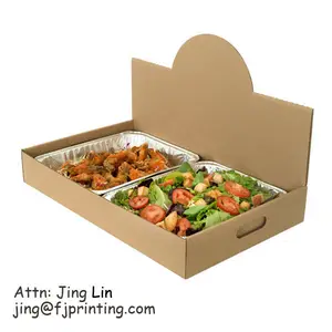 Custom druck lebensmittel verpackung träger pop up catering tablett lebensmittel display kraft papier box