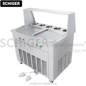 SCHIGER 2 Kare Pan Karıştırıcı Dondurma Makinesi Kızarmış Dondurma Makinesi Haddelenmiş dondurma yapma makinesi