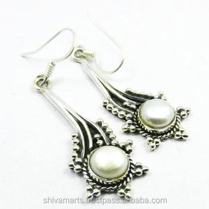 New Fashion <b>Pearl</b> Gemstone <b>Earring</b> for Women Vintage Jewelry Wholesale <b>Silver</b> Jewelry Supplier - Product Image 2