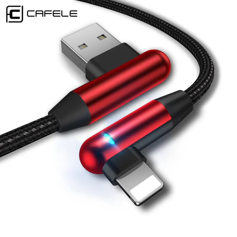 CAFELE 90 Grad USB Rechten Winkel Telefon Ladekabel Schnelle Lade Lightn USB Kabel mit LED blau Licht für iphone
