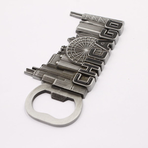 Ouvre-bouteille magnétique de réfrigérateur USA Souvenir Metal <span class=keywords><strong>Skyline</strong></span> Chicago - Product Image 4