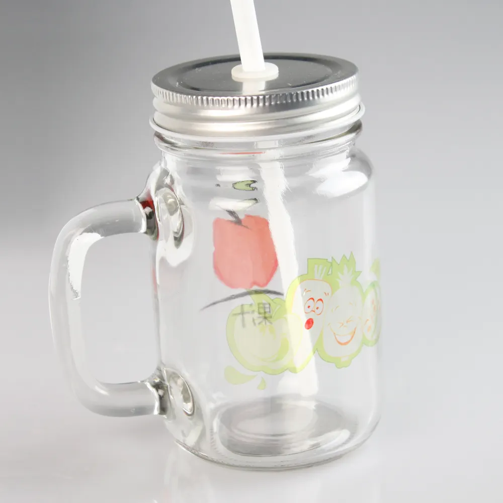 DIY custom glass mason jar transparent mason mug for juice/coffee/tee