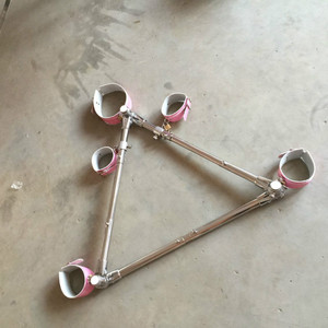 hot sale stainless steel triangle Bound planes bdsm bondage restraints with leather legcuffs sex bdsm fetish wear sex <span class=keywords><strong>slave</strong></span> - Product Image 3
