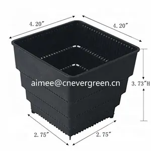 Black White Plastic Square Flower Pot Succulent Nursery Plant Pot