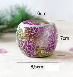 Shanghai Linlang Hot Sale Handmade Pattern Red <strong>Blue</strong> Mosaic Glass Bowl Mosaic Glass <strong>Tea</strong> <strong>Light</strong> Candle <strong>Holder</strong> - Product Image 5