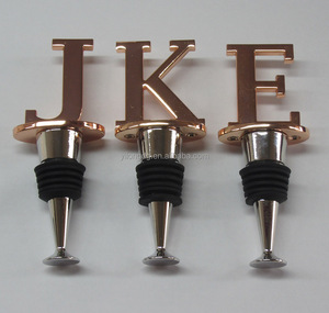Tapones de vino de aleación de zinc con alfabeto dorado rosa, juego de 26 letras, sello de silicona de grado alimenticio, regalo personalizado para Bar - Product Image 2