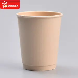 Taza de papel de cartón de café con revestimiento de PLA de pulpa de fibra de bambú desechable biodegradable con logotipo personalizado