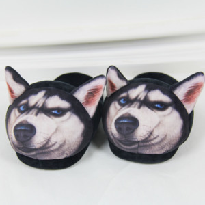 LK Venta caliente barato felpa interior lindo gato de peluche Animal zapatillas impresión perro zapatillas - Product Image 1