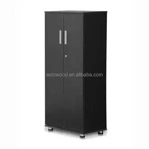 Черный шкаф с 3 полками, шкаф для хранения, запираемый блок мебели для дома и офиса