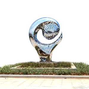 Modern large polished Tai Ji metal craft outdoor decoration garden statue landscape display stainless steel art sculpture