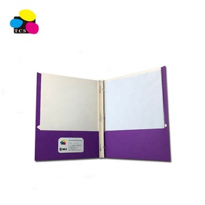乐辉紫色高品质彩色字母大小双口袋纸套文件夹，带3个插脚，适用于办公学校 - Product Image 3