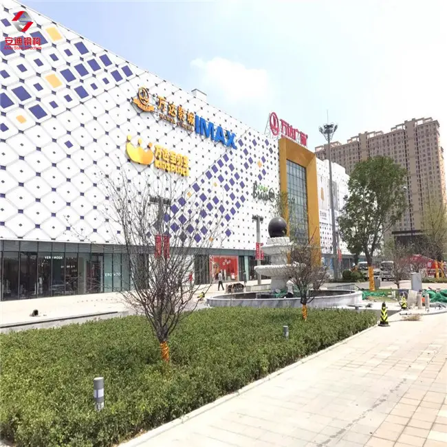 Struktur Baja Space Frame Aluminium Curtain Wall untuk Wanda Plaza Shopping Mall