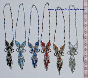 Colliers en fil de soie colorés à la main, bijoux artisanaux, tissés à la main, péruviens, vente en gros, 10 pièces - Product Image 2