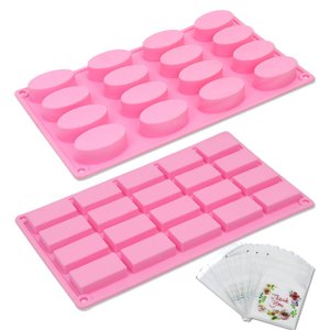 Moule en silicone 3D rectangulaire (2"x1") ovale (2"x1") à 20 cavités pour gâteaux, 16 cavités pour savon, bonbons, résine, outils pour gâteaux au chocolat - Product Image 2