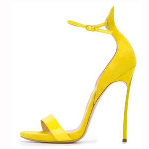 Estate nuovo design sexy <span class=keywords><strong>giallo</strong></span> cinturino <span class=keywords><strong>con</strong></span> fibbia alla caviglia 12cm tacchi alti open toe sandali da donna <span class=keywords><strong>scarpe</strong></span> - Product Image 4