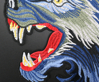 Personnalisé loup fer sur patch moto arrière patchs de broderie