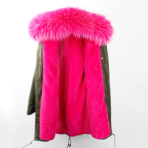 Casual Cotton Fashion Lady Parka <strong>Jacket</strong> Raccoon Collar Hooded With Real <strong>Fur</strong> Good Quality Faux <strong>Fur</strong> <strong>Lined</strong> - Product Image 5