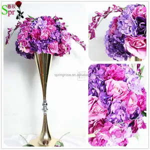 SPR 40cm dia. Purple 스타일 웨딩 이벤트 테이블 중심 인공 꽃 공 파티 배경 배열 장식