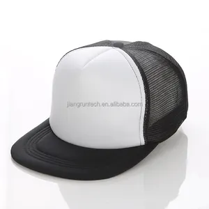 Hochwertige Snapback schwarz weiß zweifarbig flache Krempe 5-Panel Schaumstoff Mesh Trucker Cap