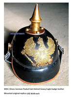 Réplica de Casco de Guerrero Alemán Vintage – Armadura Duradera de Hierro y Latón con Correa de Cuero, Decoración Coleccionable