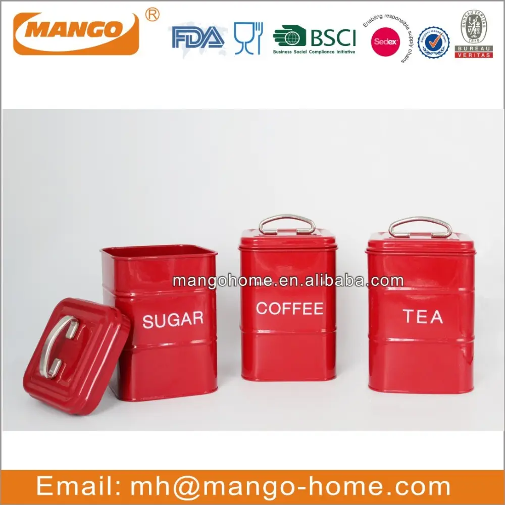 Conjunto de canister vermelho de cozinha roxo