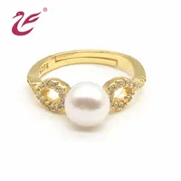 Nieuwe Ontwerp Aangepaste Sieraden 925 Zilveren Vergulde Diamond Engagement Parel Bruiloft Ring Diamond Engagement Ring