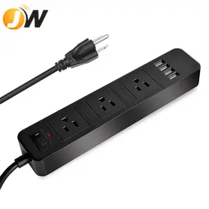 3 Cara Kami Outlet 4USB Port US Plug Ekstensi Soket Listrik Power Strip