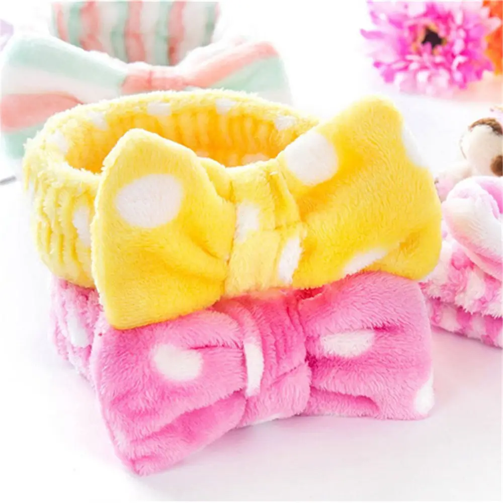 Fashion Hair Plush Bath Large Bow Spa headband For Ladies