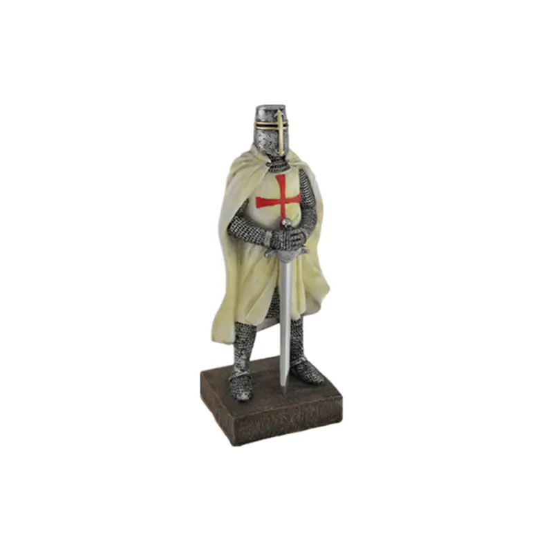 Figura de resina medieval de caballero templario, estatua de armadura de espada