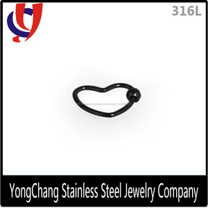 En forma <span class=keywords><strong>de</strong></span> corazón joyería venta al por mayor 18 Ga perforación <span class=keywords><strong>de</strong></span> la nariz nariz fake anillo con bola círculo - Product Image 2