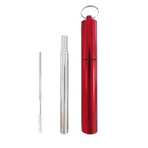 Pajita plegable portátil de acero inoxidable, conjunto de paja telescópica de Metal con funda de aluminio - Product Image 5