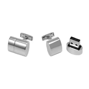Boutons <span class=keywords><strong>De</strong></span> manchette géométriques en acier inoxydable pour hommes, Bijoux plaqué or, nouveauté, haute qualité, boutons <span class=keywords><strong>De</strong></span> manchette USB, - Product Image 1
