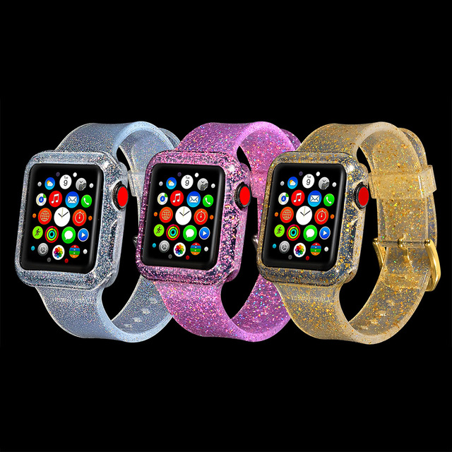 IVANHOE Glitter Sport Band for Apple Watch Band 38mm 42mm,Bling Soft Silicone Cute Strap Replacement for IWatch Series 3/2/1