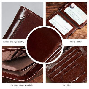 Del Cuoio Genuino degli uomini Del Raccoglitore della Tasca <span class=keywords><strong>Verticale</strong></span> del Supporto di Carta Bifold Della Borsa per Gli Uomini - Product Image 6