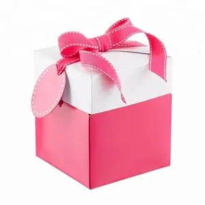 New Arrival Pink/Aqua/Grey Solid Color Gift Boxes with Tag