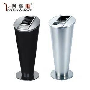 Stainless Steel Round Garbage Bin with Ashtray trash for hotel lobby usage