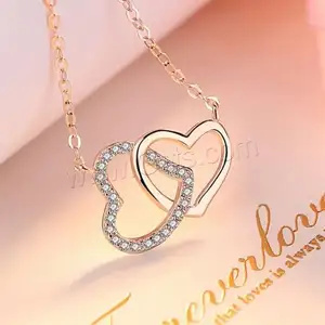 hot sale 2 heart necklace Sterling Silver Necklace 925 real gold plated 1334254