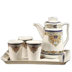 Conjunto de bule de chá de porcelana, conjunto importado para chá e porcelana com 8 peças