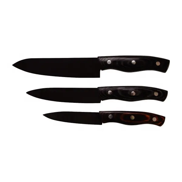 Premium Pakka Wooden Handle Black Ceramic Blade kitchen knife set 6 inches Ceramic knife