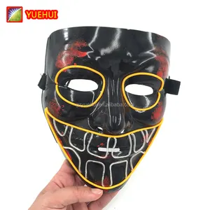 Sound Aktiv EL Maske Weihnachten EL Draht Cosplay Led Festival Party Halloween Kostüm Maske Led Licht Up Purge Maske mit EL Stick